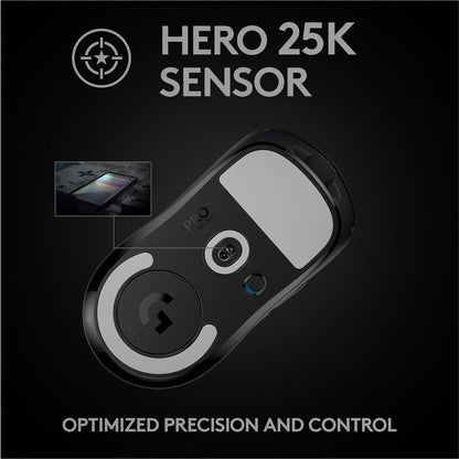 Logitech G PRO X SUPERLIGHT Mouse Gaming Wireless, Sensore HERO 25K, 25.600 DPI, Ultraleggero con 63g, Progettato ‎per eSport, 5 Pulsanti Programmabili, PC/Mac/Laptop - Nero