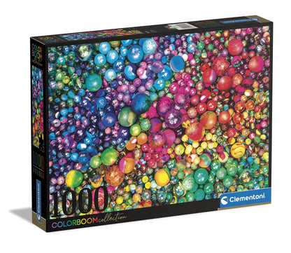 Clementoni 39650 Canicas 1000pcs Colorboom Collection-Marbles 1000 Pieces, Made in Italy, Jigsaw Puzzle for Adults, Multicolor, Medium