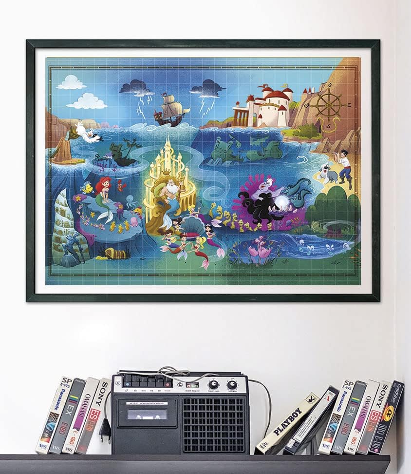 Clementoni 39664 Disney Maps Little Mermaid Pieces, Made in Italy, Jigsaw Puzzle for Adults, Multicolor, Medium, 1000 pezzi