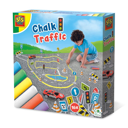 SES Creative- Tizas de Colores-Circuito de Tráfico Suelo, Multicolor (2203