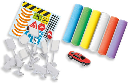 SES Creative- Tizas de Colores-Circuito de Tráfico Suelo, Multicolor (2203