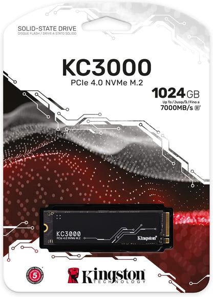 Kingston KC3000 PCIe 4.0 NVMe M.2 SSD - High-performance storage for desktop and laptop PCs -SKC3000S/1024G