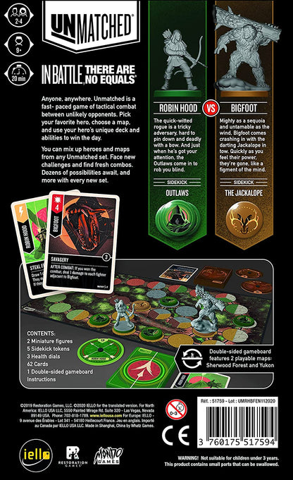 Iello | Unmatched - Robin Hood vs Big Foot | Card Game | Ages 9+ | 2 Players | 20 mins Minutes Playing Time