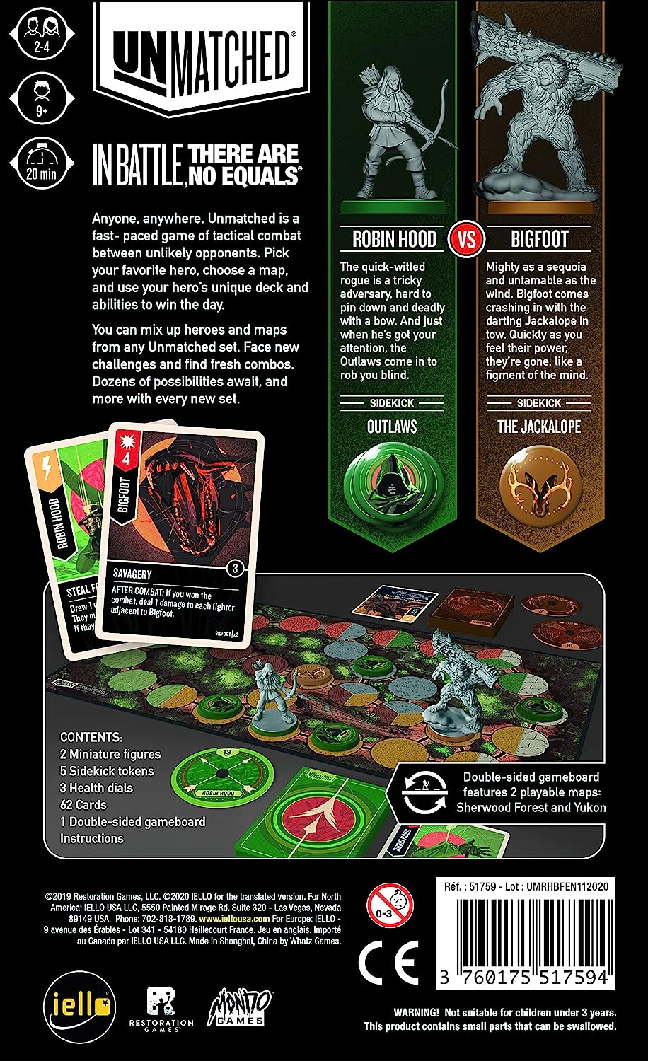Iello | Unmatched - Robin Hood vs Big Foot | Card Game | Ages 9+ | 2 Players | 20 mins Minutes Playing Time