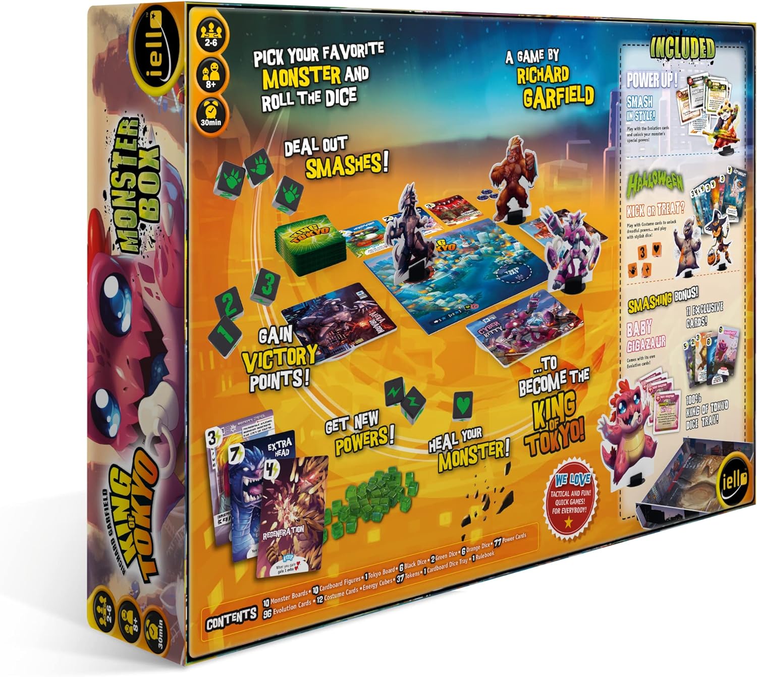 IELLO King of Tokyo Monster Box, Strategy Board Game, 2-6 Players, Ages 8+, 30 Minute Playing time, All King of Tokyo expansions Included