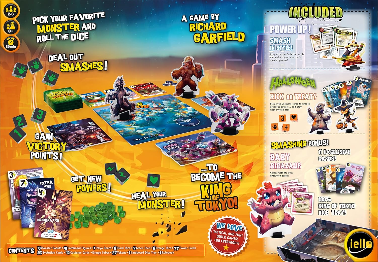 IELLO King of Tokyo Monster Box, Strategy Board Game, 2-6 Players, Ages 8+, 30 Minute Playing time, All King of Tokyo expansions Included