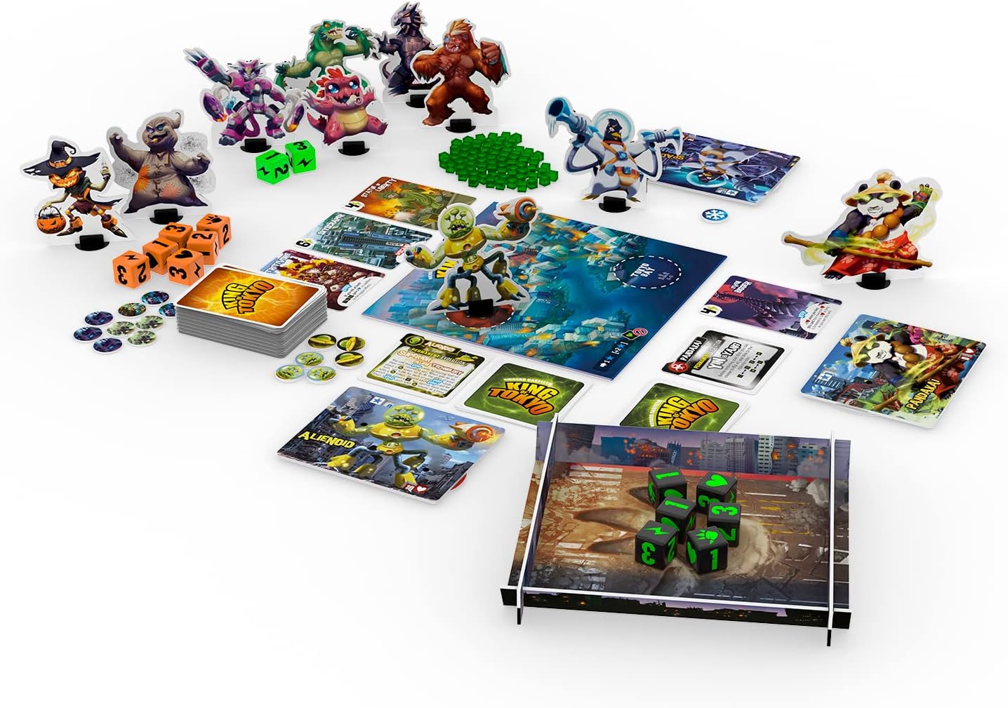 IELLO King of Tokyo Monster Box, Strategy Board Game, 2-6 Players, Ages 8+, 30 Minute Playing time, All King of Tokyo expansions Included