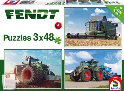 Schmidt | Fendt: 1050 Vario/724 Vario/6275L - 3x Puzzles with 48 Pieces | Children's Puzzle | Ages 4+