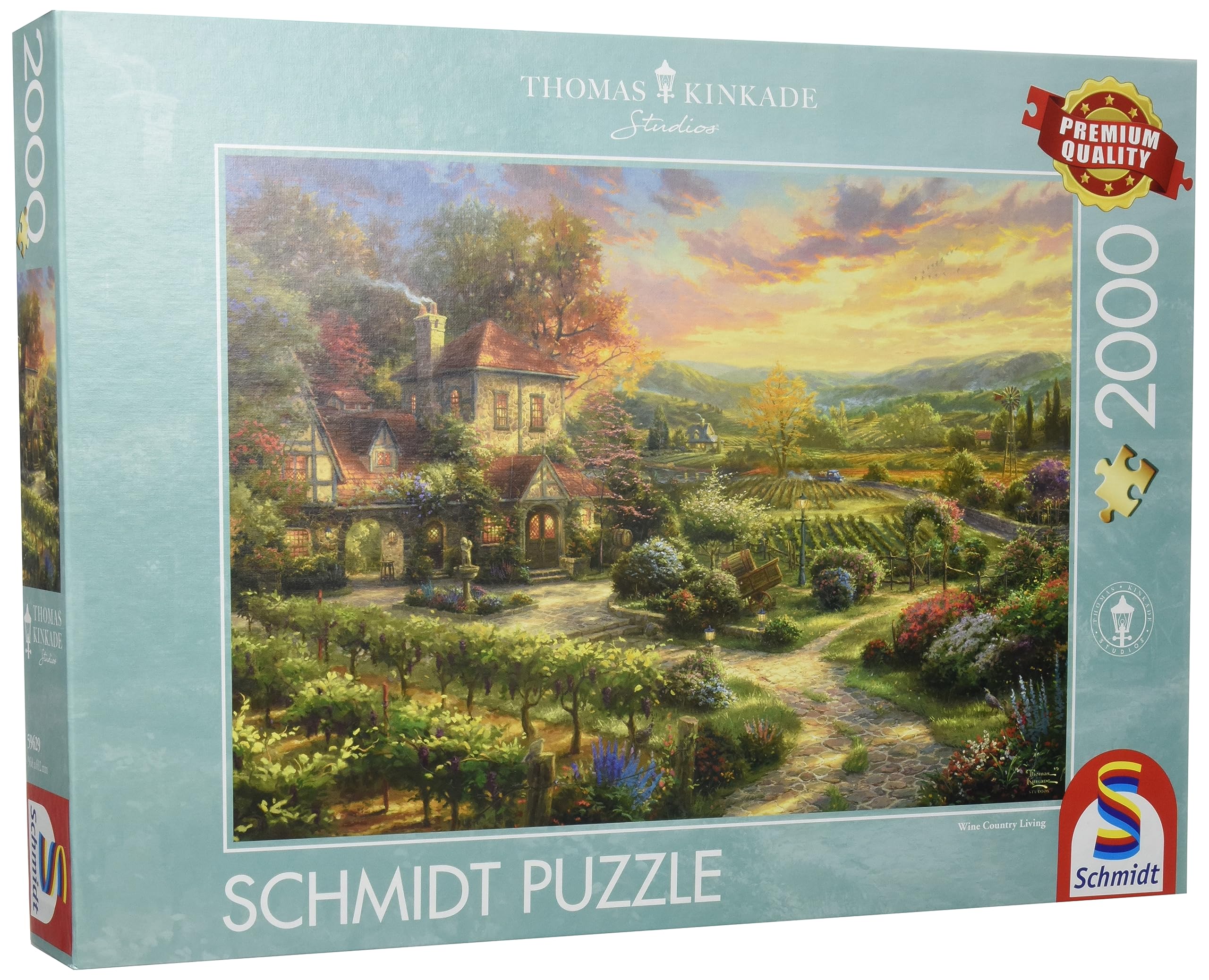 Schmidt Spiele | Thomas Kinkade: In the Vineyards (2000pc) | Puzzle | Ages 12+ 2. Scenic Settings In the Vineyards