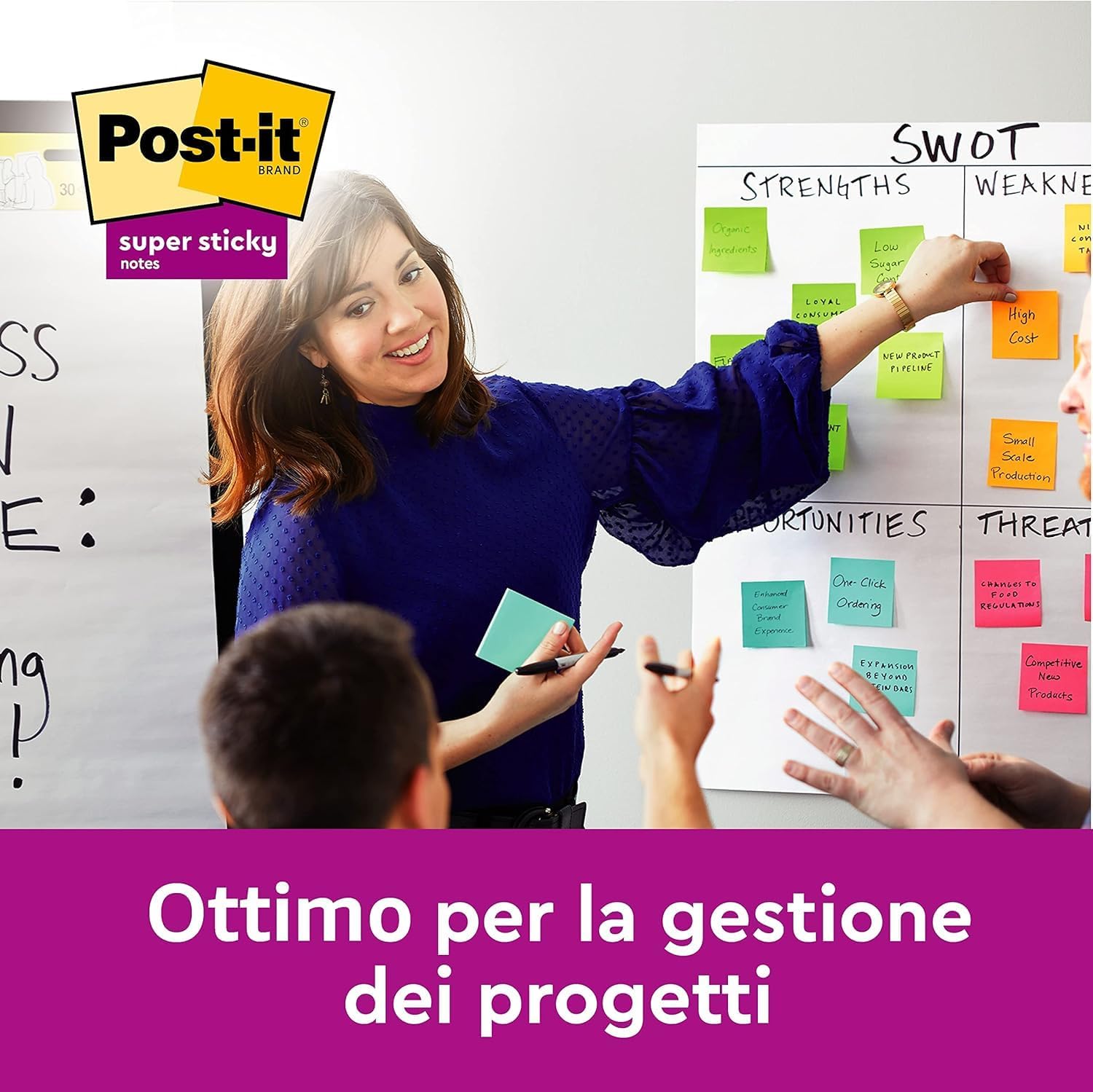 Post-it Super Sticky Notes - Pack of 6 Pads, 90 Sheets per Pad, 76 mm x 76 mm - Self-Sticking Notes for Walls, Desktop Monitors and Fridge, Extra Sticky Notes For Note Taking, To Do Lists & Reminders