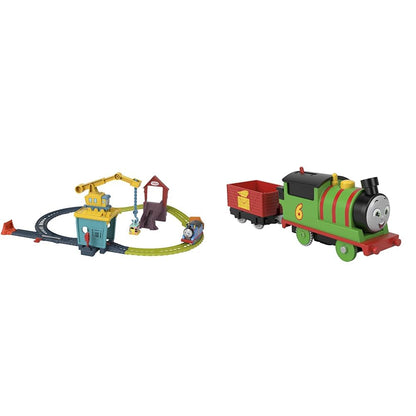 Thomas & Friends Motorized Toy Train Set Fix 'em Up Friends with Carly the Crane & Sandy the Rail Speeder for Preschool Kids Ages 3+ Years, HDY58, Nicht Zutreffend