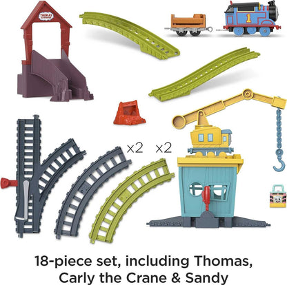 Thomas & Friends Motorized Toy Train Set Fix 'em Up Friends with Carly the Crane & Sandy the Rail Speeder for Preschool Kids Ages 3+ Years, HDY58, Nicht Zutreffend