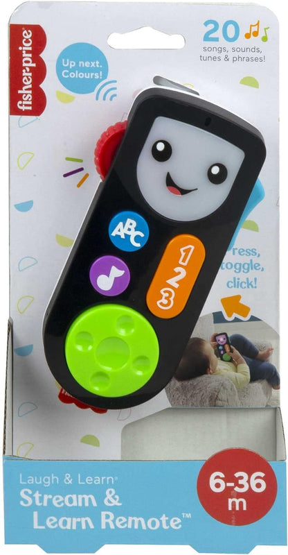 Fisher-Price Laugh & Learn Stream & Learn Remote - UK English Edition, Electronic Pretend Toy with Educational Content for Infants and Toddlers, HHH28