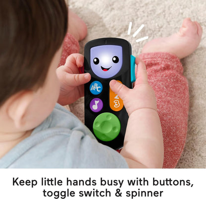 Fisher-Price Laugh & Learn Stream & Learn Remote - UK English Edition, Electronic Pretend Toy with Educational Content for Infants and Toddlers, HHH28