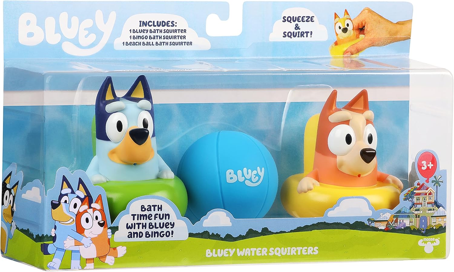 Bluey Bath Squirters 3-Pack, Multicolor, Small