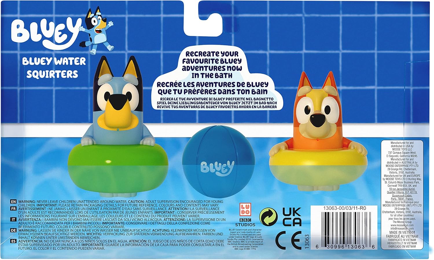 Bluey Bath Squirters 3-Pack, Multicolor, Small