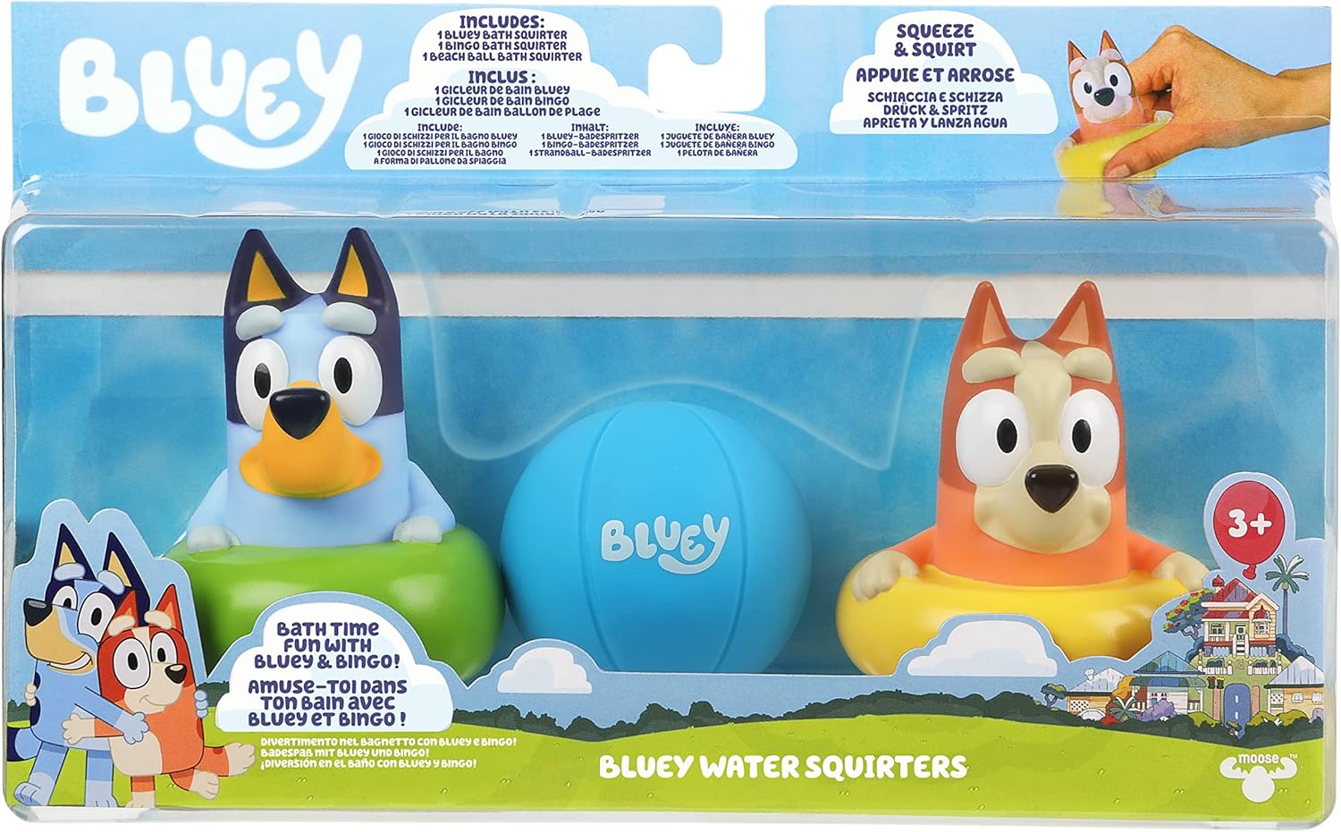Bluey Bath Squirters 3-Pack, Multicolor, Small