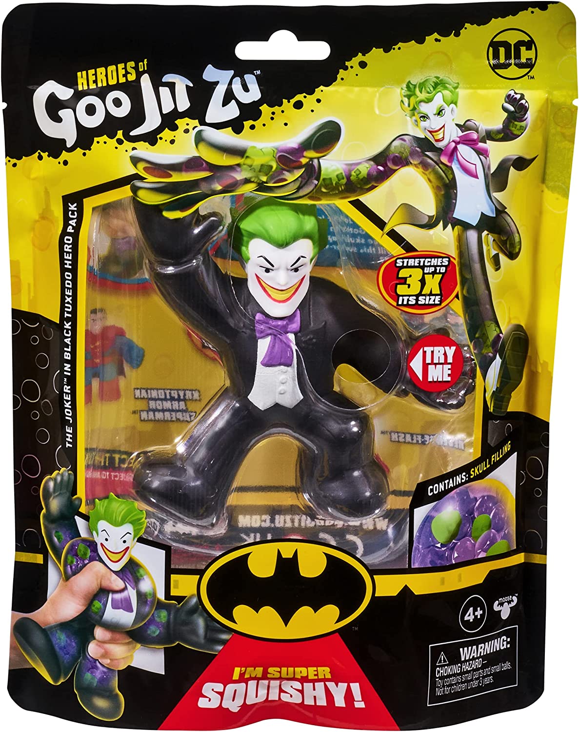 Heroes of Goo Jit Zu Dc Hero Pack - Super Goopy Tuxedo Joker, Tall Action Figure, Perfect Christmas/Birthday Present For 4 To 8 Year Olds, Squishy, Stretchy Tactile Play, 4.5 - Inch