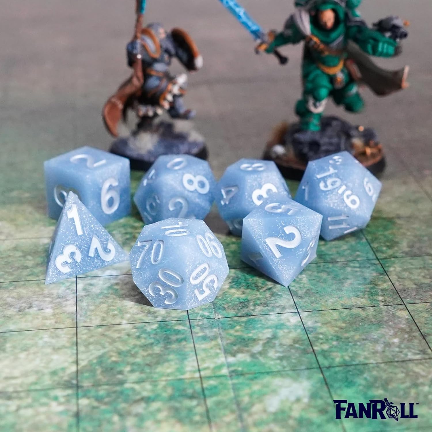 Silicone Rubber Poly Dice Set: Glacial Debris