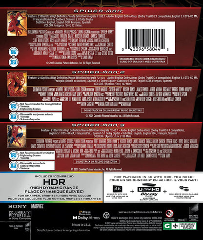Spider-man: 3 Film Collection (Spider-Man (2002) / Spider-Man 2 (2004) / Spider-Man 3 (2007)) – 4K UHD  (Bilingual)