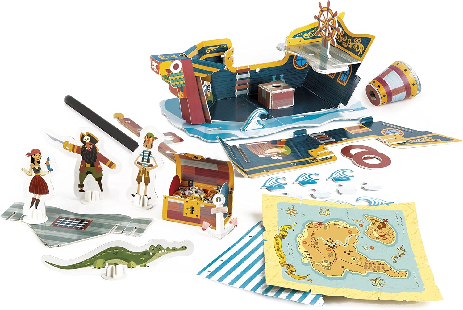 Clementoni - 18104 - Education - Assemble and Play: Pirates Galion - Children's Educational Game - 4 Year Old - Pirate Boat Toy, Creative Hobbies, 100% Recycled Materials, Made in Italy