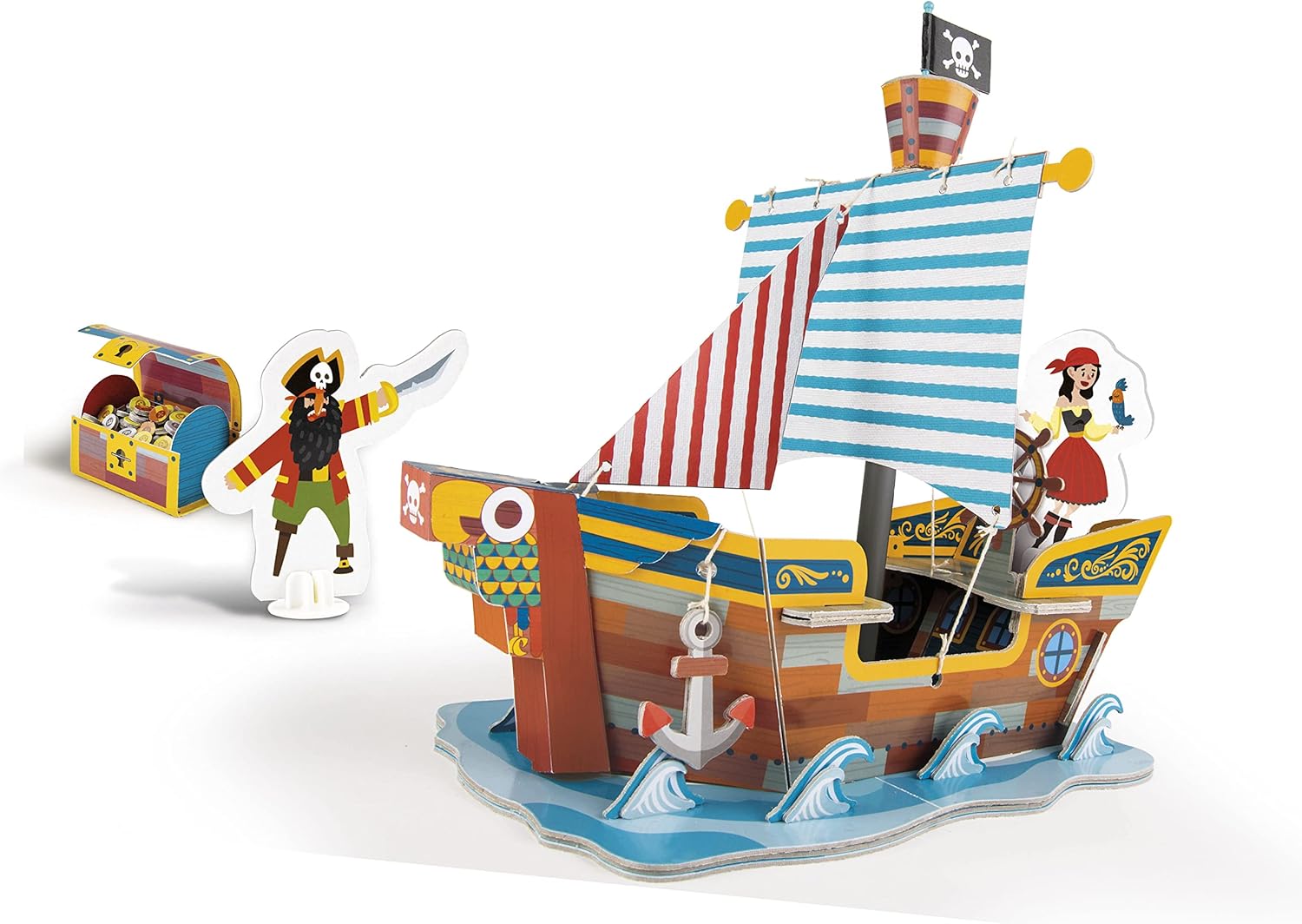 Clementoni - 18104 - Education - Assemble and Play: Pirates Galion - Children's Educational Game - 4 Year Old - Pirate Boat Toy, Creative Hobbies, 100% Recycled Materials, Made in Italy