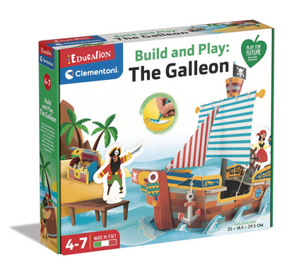 Clementoni - 18104 - Education - Assemble and Play: Pirates Galion - Children's Educational Game - 4 Year Old - Pirate Boat Toy, Creative Hobbies, 100% Recycled Materials, Made in Italy