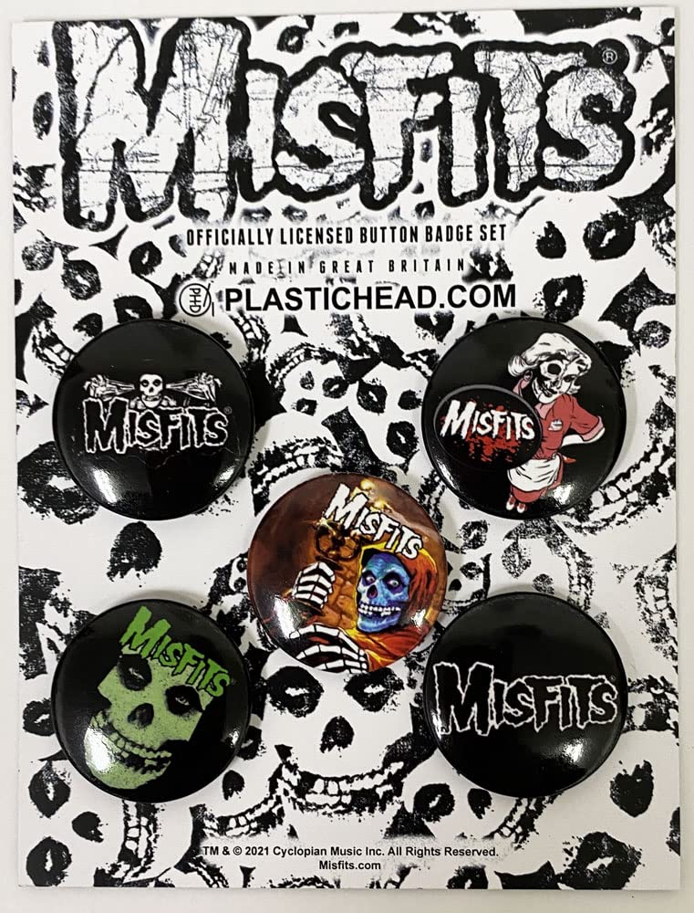 Misfits Button Badge Band Logo Official Set Of 5 One Size