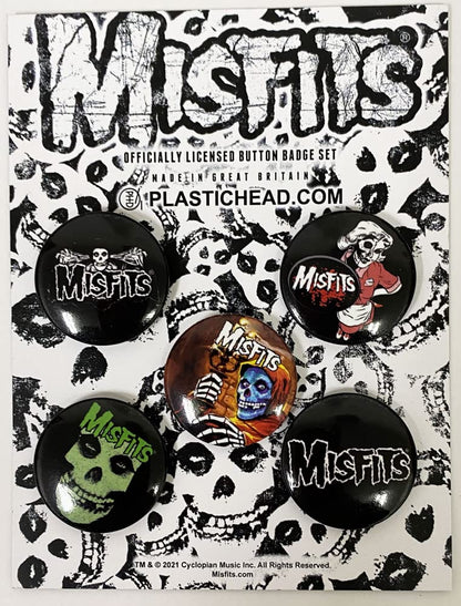Misfits Button Badge Band Logo Official Set Of 5 One Size