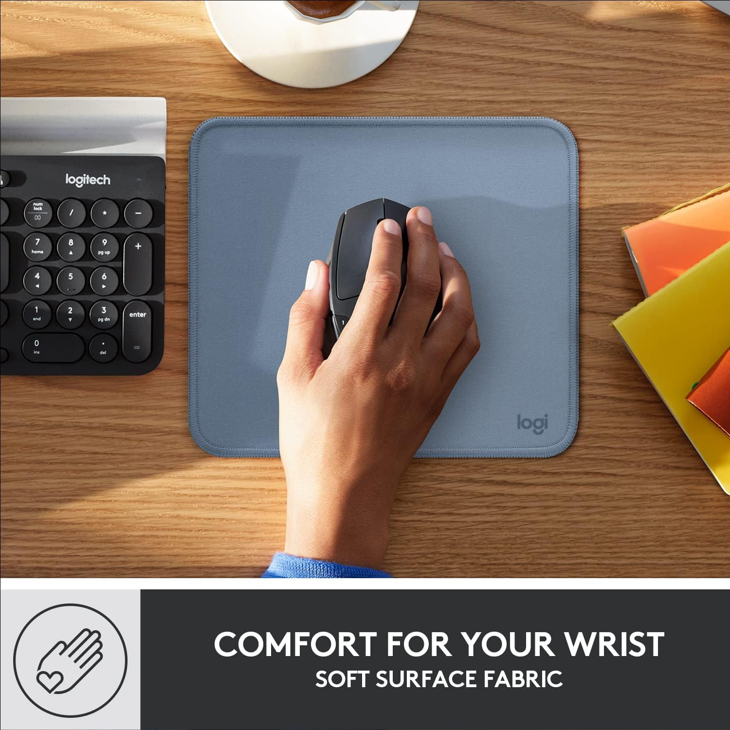 Logitech Mouse Pad - Studio Series, Computer Mouse Mat with Anti-slip Rubber Base, Easy Gliding, Spill-Resistant Surface, Durable Materials, Portable, in a Fresh Modern Design