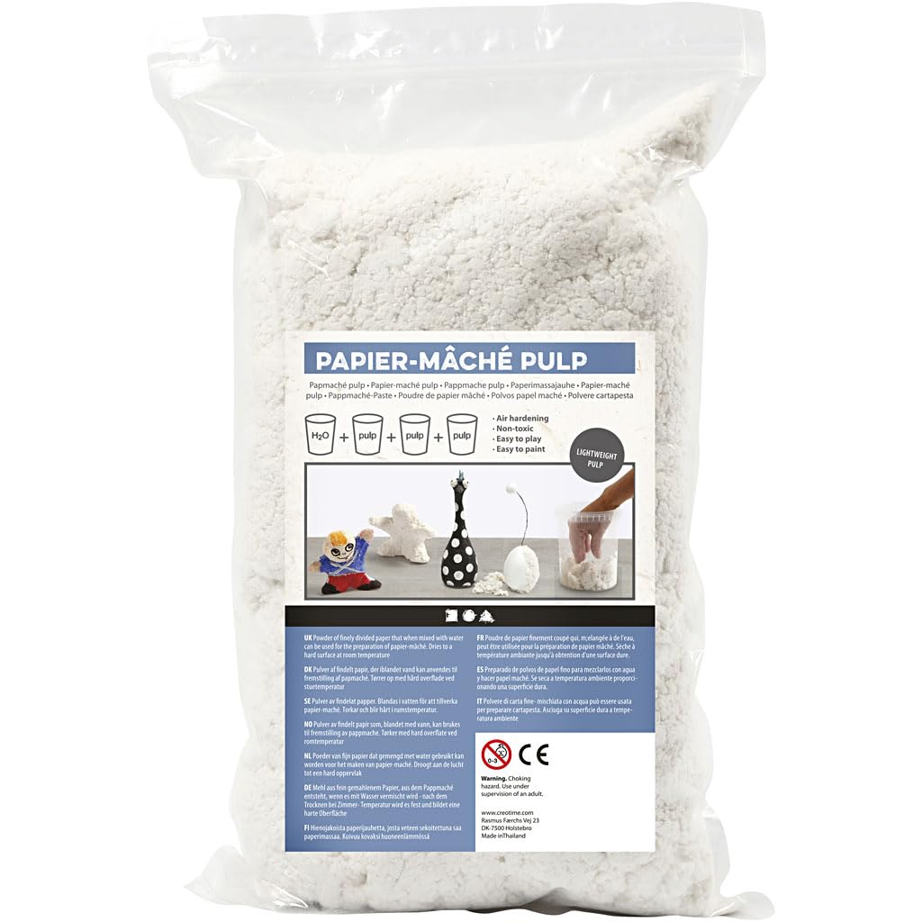 Creativ Company 263550 Papel maché 400g Blanco 1pieza(s) compuesto para cerámica y modelaje - Compuestos para cerámica y modelaje (Papel maché, Blanco, Niños, Bolsa de plástico, 400 g, 1 pieza(s