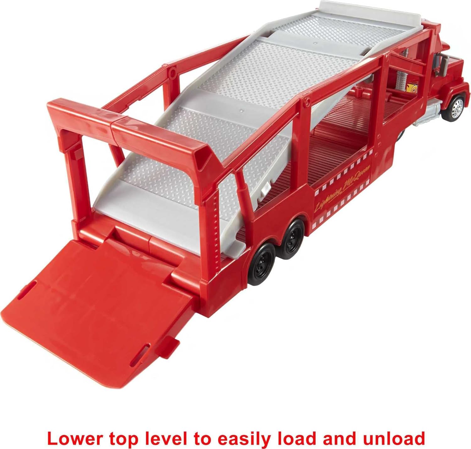 Mattel Disney and Pixar Cars Mack Hauler, 13-inch Toy Transporter Truck with Ramp & Carry Storage for 12 Vehicles, Gift for Kids Ages 4 Years Old & Up, HDN03