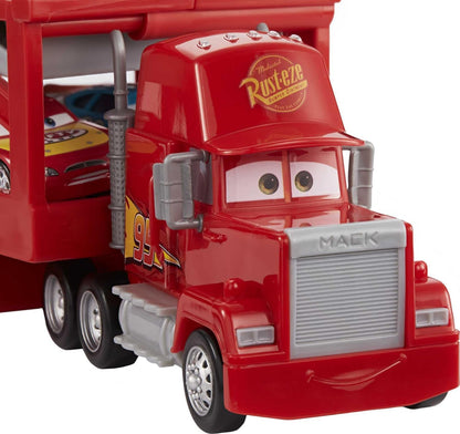Mattel Disney and Pixar Cars Mack Hauler, 13-inch Toy Transporter Truck with Ramp & Carry Storage for 12 Vehicles, Gift for Kids Ages 4 Years Old & Up, HDN03