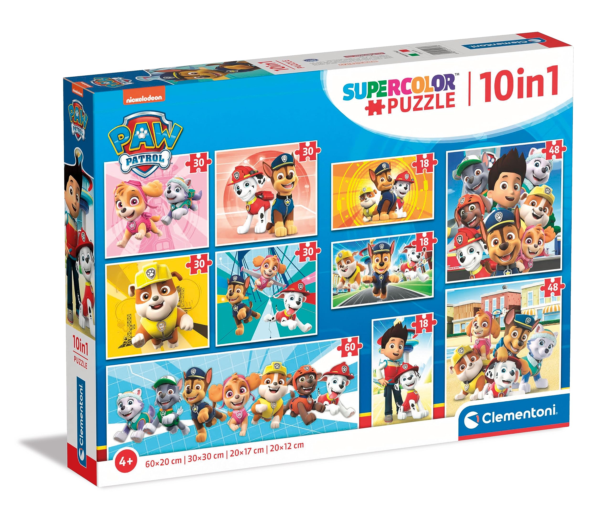 Clementoni Does Not Apply Infantiles 10 en 1 Paw Patrol, Puzzles de distinto tamaño para montarlos progresivamente de la Patrulla Canina, a Partir d, Multicolor, Medium (20270