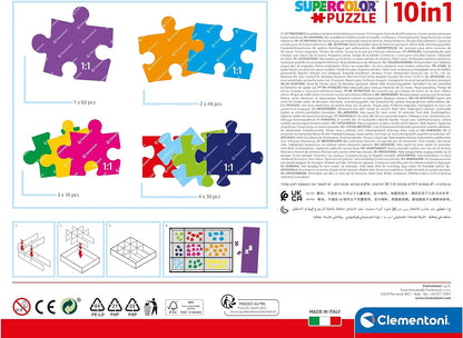 Clementoni 20271 18+30+48+60pcs Supercolor 10 in 1 Peppa Pig (3x18, 4x30, 2x48 and 1x60 Pieces) -Jigsaw Puzzle for Kids Age 4, Multi-Coloured, Medium