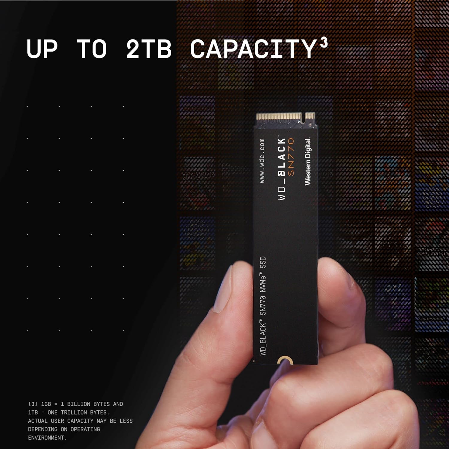 WD_BLACK SN770 1TB NVMe M.2 SSD, M.2 2280 NVMe SSD, Gaming Solid State drive, PCIe Gen4 NVMe, High Performance Gaming drive, Read speeds up to 5150 MB/s, Black