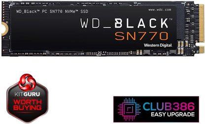WD_BLACK SN770 1TB NVMe M.2 SSD, M.2 2280 NVMe SSD, Gaming Solid State drive, PCIe Gen4 NVMe, High Performance Gaming drive, Read speeds up to 5150 MB/s, Black