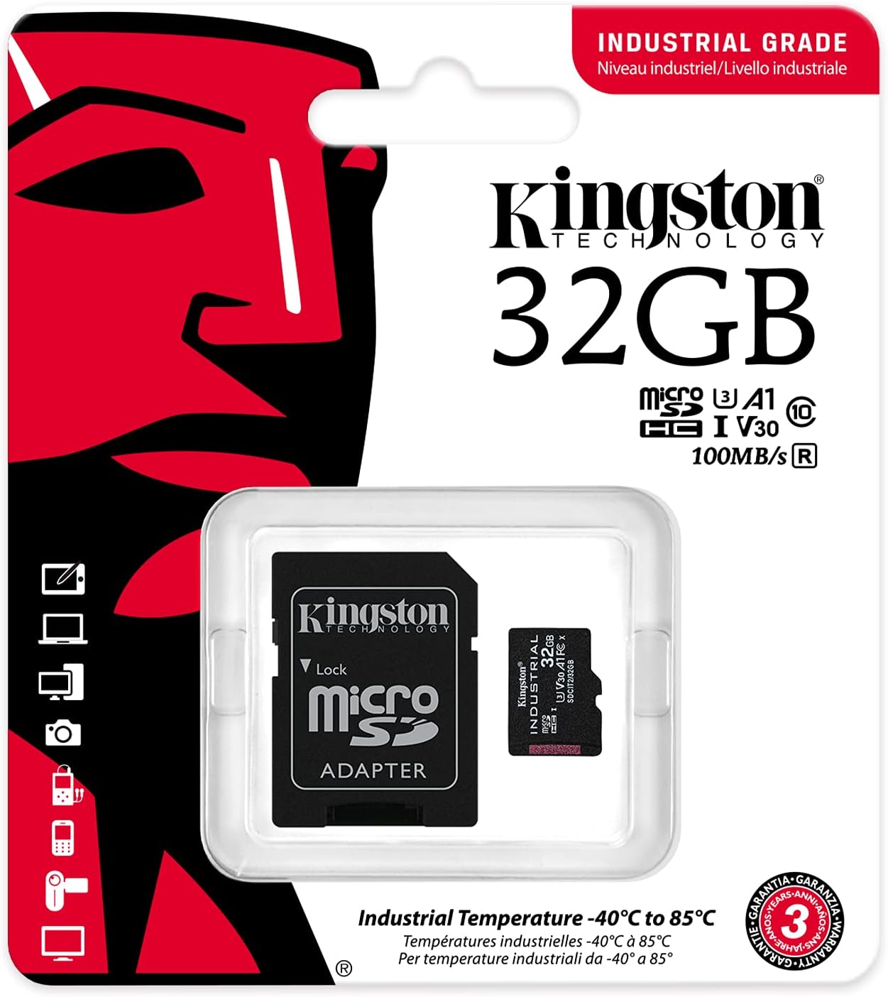 Kingston Industrial microSD - 32GB microSDHC Industrial C10 A1 pSLC Karte + SD-Adapter - SDCIT2/32GB