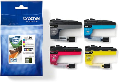 BROTHER LC-426BK/LC-426C/LC-426M/LC-426Y Inkjet Cartridges, Black/Cyan/Magenta/Yellow,Multi-Pack, Standard Yield, Includes 4 x Inkjet Cartridges, Genuine Supplies