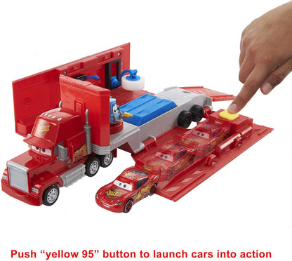 Mattel Cars Camión Mack convertible Pista para coches de juguete con lanzadores, regalo para niños +3 años (HDC75