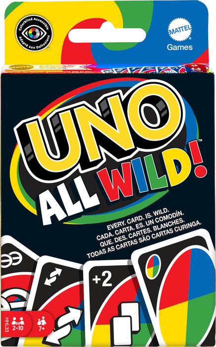 UNO All Wild Card Game with 112 Cards, Gift for Kid, Family & Adult Game Night for Players 7 Years & Older, HHL33