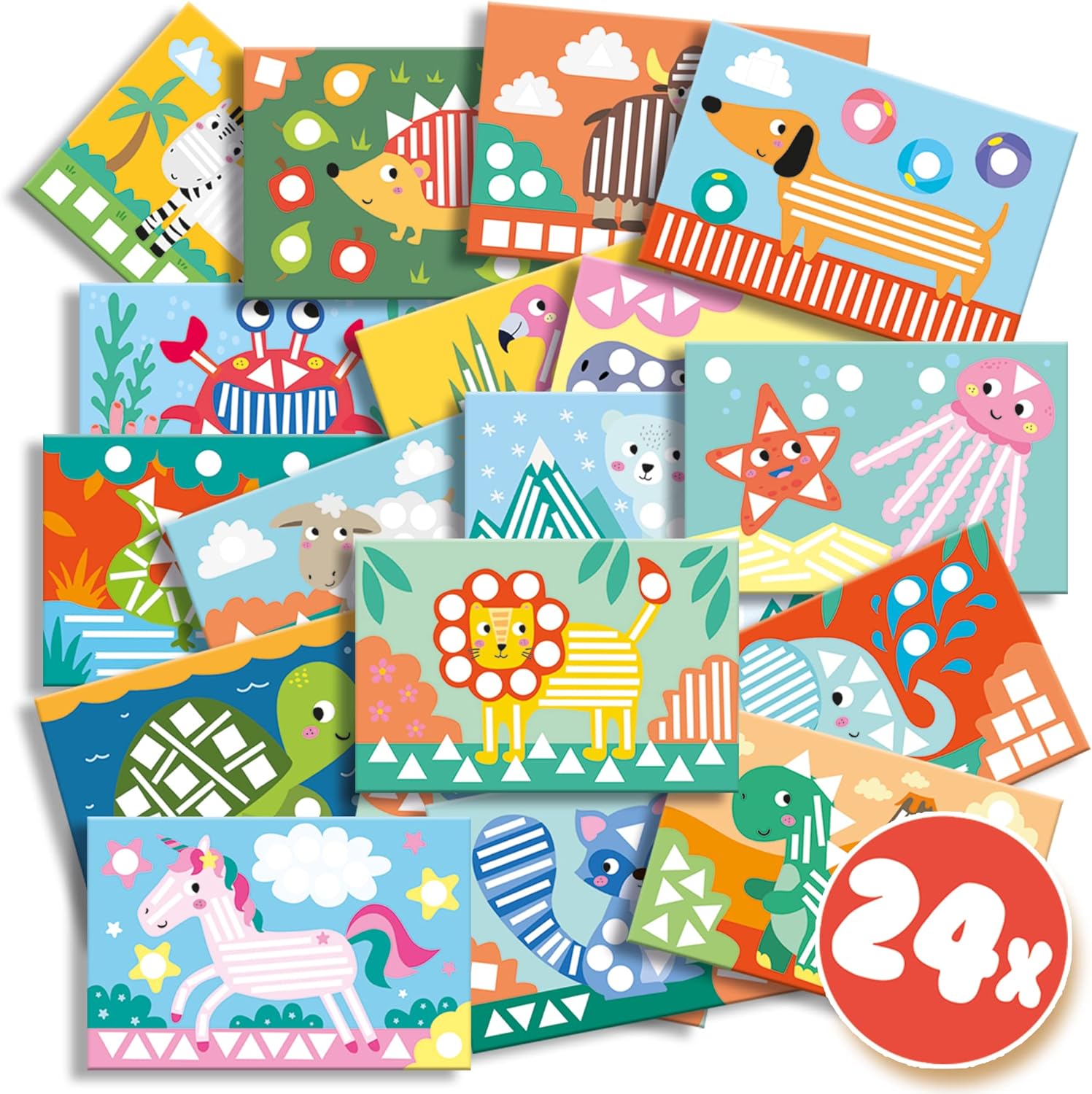 SES Creative 14632 Animal Ich lerne kleben und Formen erkennen, diverse Farben