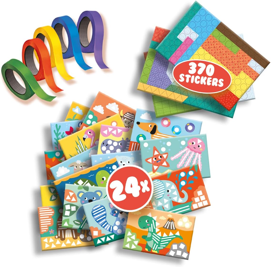 SES Creative 14632 Animal Ich lerne kleben und Formen erkennen, diverse Farben