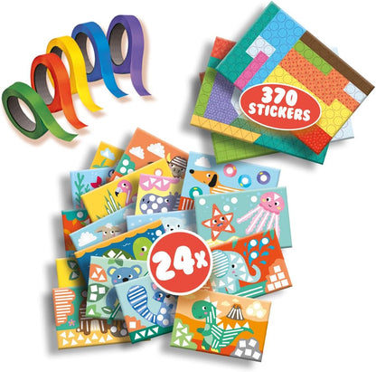 SES Creative 14632 Animal Ich lerne kleben und Formen erkennen, diverse Farben