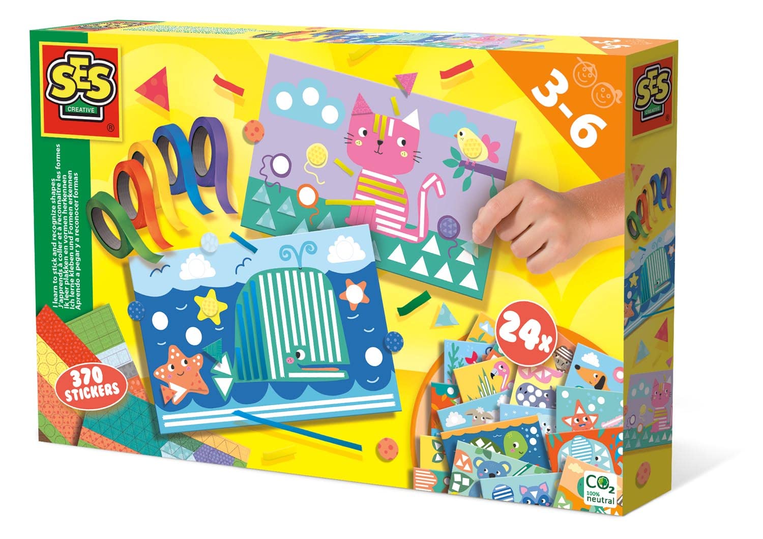 SES Creative 14632 Animal Ich lerne kleben und Formen erkennen, diverse Farben