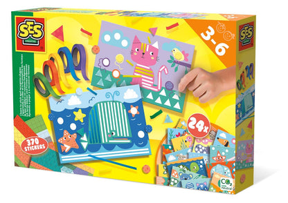 SES Creative 14632 Animal Ich lerne kleben und Formen erkennen, diverse Farben