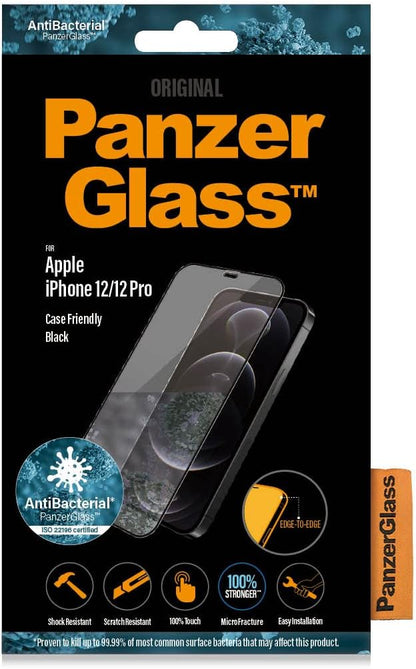 PanzerGlass - iPhone 12/12 Pro Case Friendly, Black