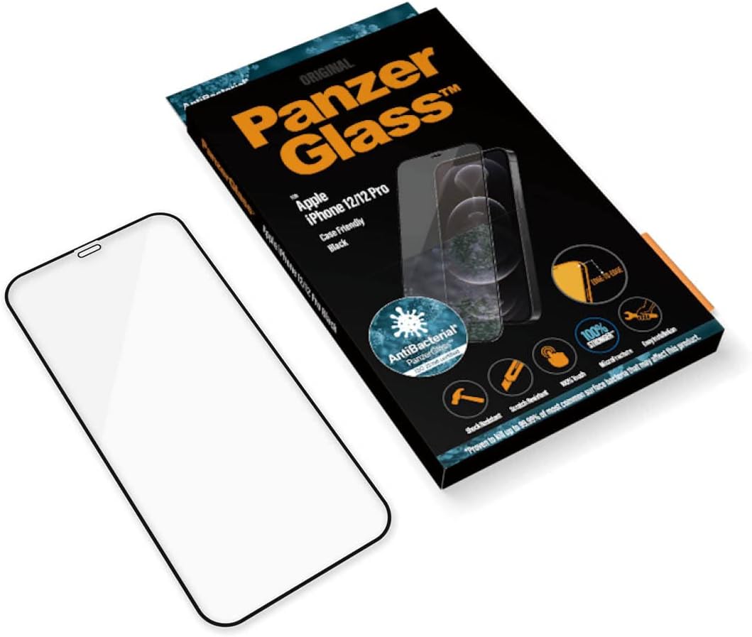 PanzerGlass - iPhone 12/12 Pro Case Friendly, Black