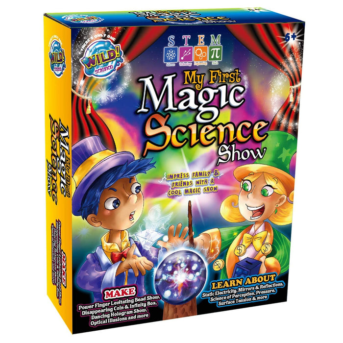 WILD! Science Kids Magic Set | Ideal my first magic set - Science kit for kids -Magic coin & infinity box - A dancing magic hologram show, squishy magic & more