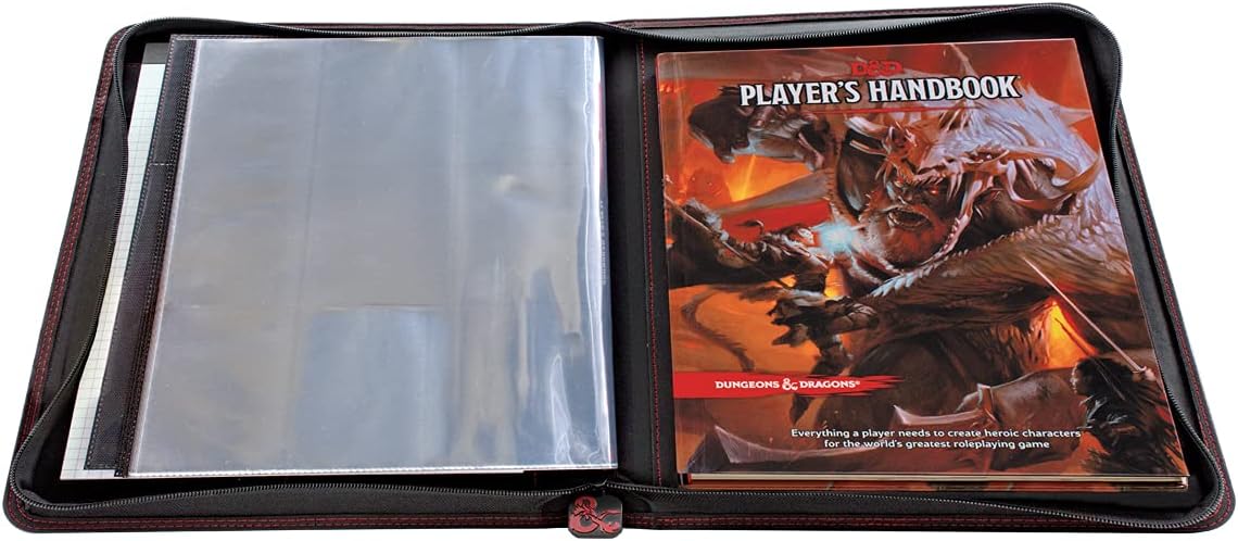 Dungeons & Dragons E-18585 Premium Zippered Book & Character Folio Portfolio, Black/Grey